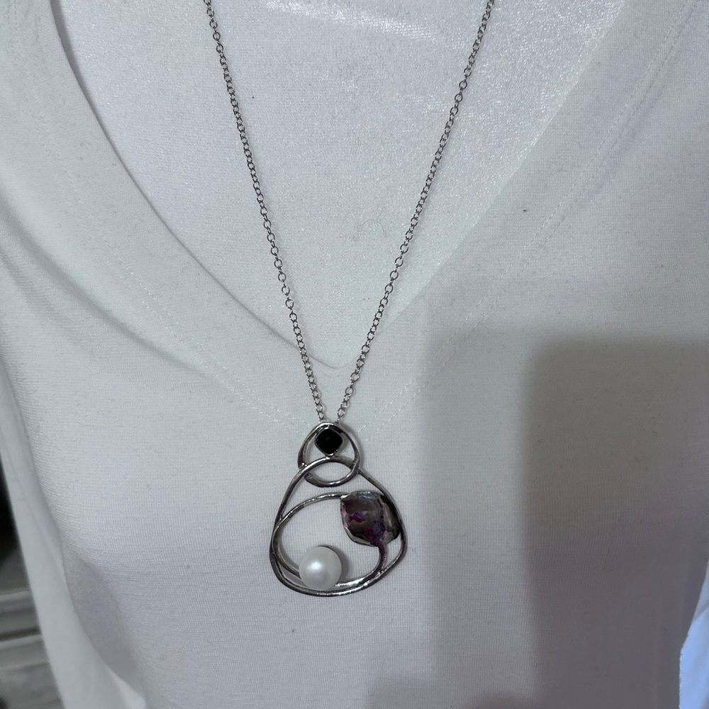 Silpada Sterling Silver Pearl Pendant Necklace, NWT